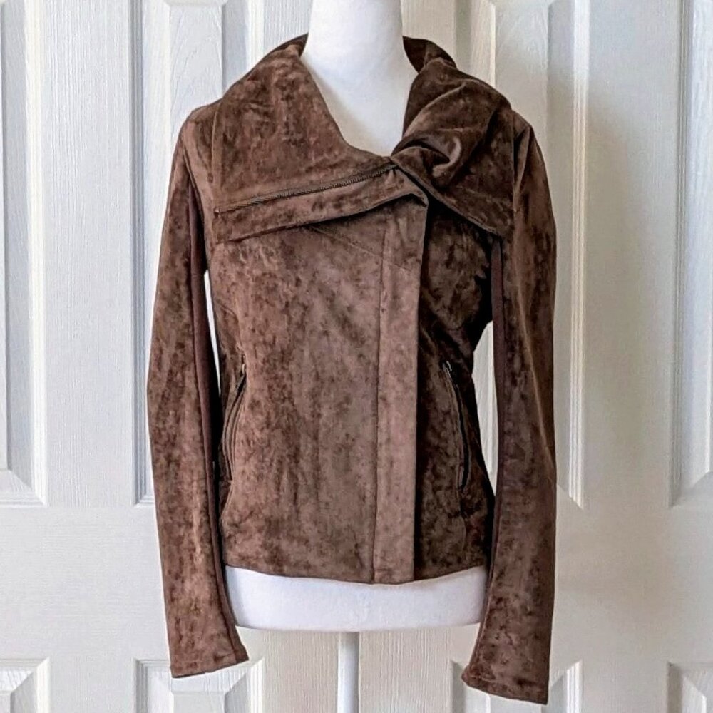 SL8 Women's Velour Adjustable Zippered Jacket  Size S  Brown